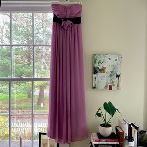 Long strapless orchid purple dress
